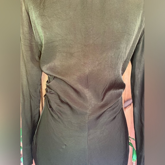 Zara Brown Long Sleeve Top Shirt Ruching Size M Viscose/Rayon - Picture 6 of 16